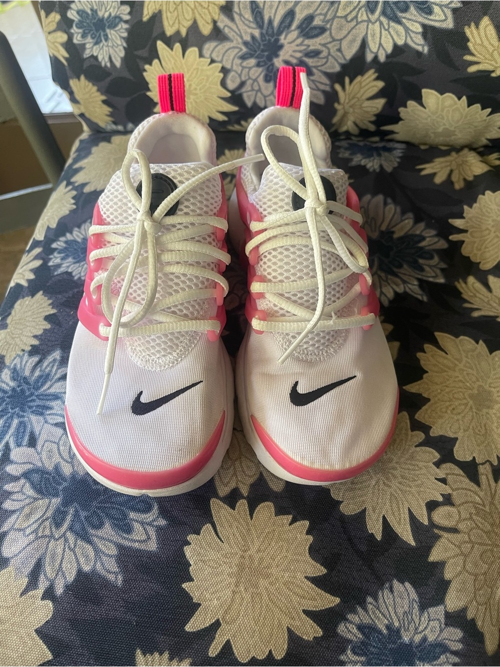 Nike Kids White Sneakers with Pink Accents